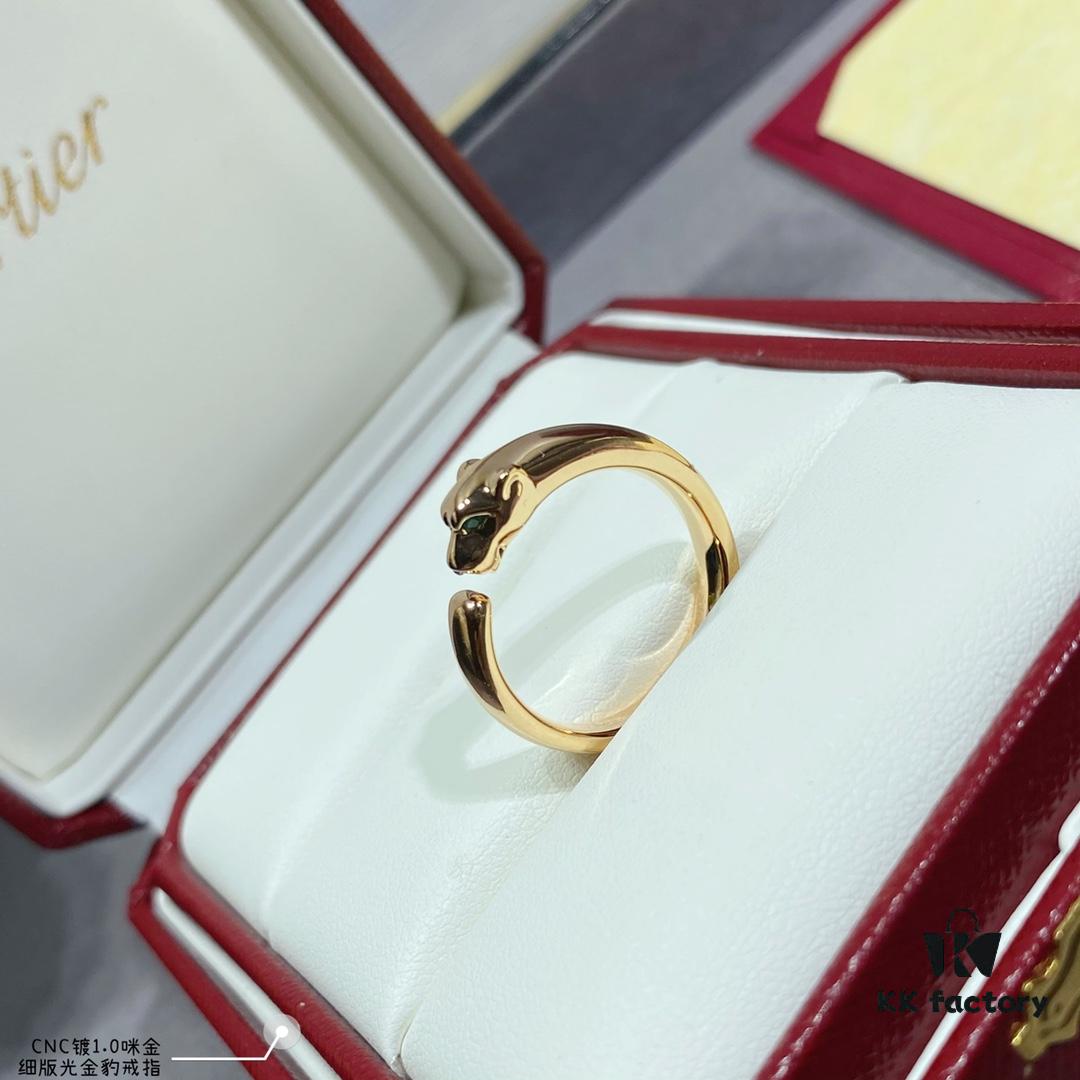 692fd2c899f2d84055c8a28f V Gold Plated Mimi Gold CNC Polished Cartier Thin Version Panther Ring, Sizes 5-6-7-8, Extra Thick and Powerful Design! Unisex Couple's Ring