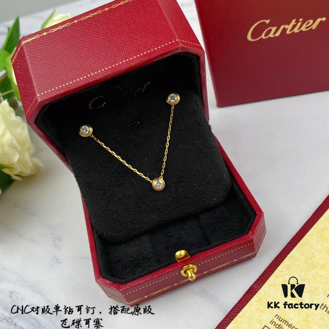 New Arrival Authentic CNC Version Cartier Solo Drill Stud Earrings with Original Flying Saucer Backs, Entirely Crafted in 925 Sterling Silver, Not Ordinary Market Version