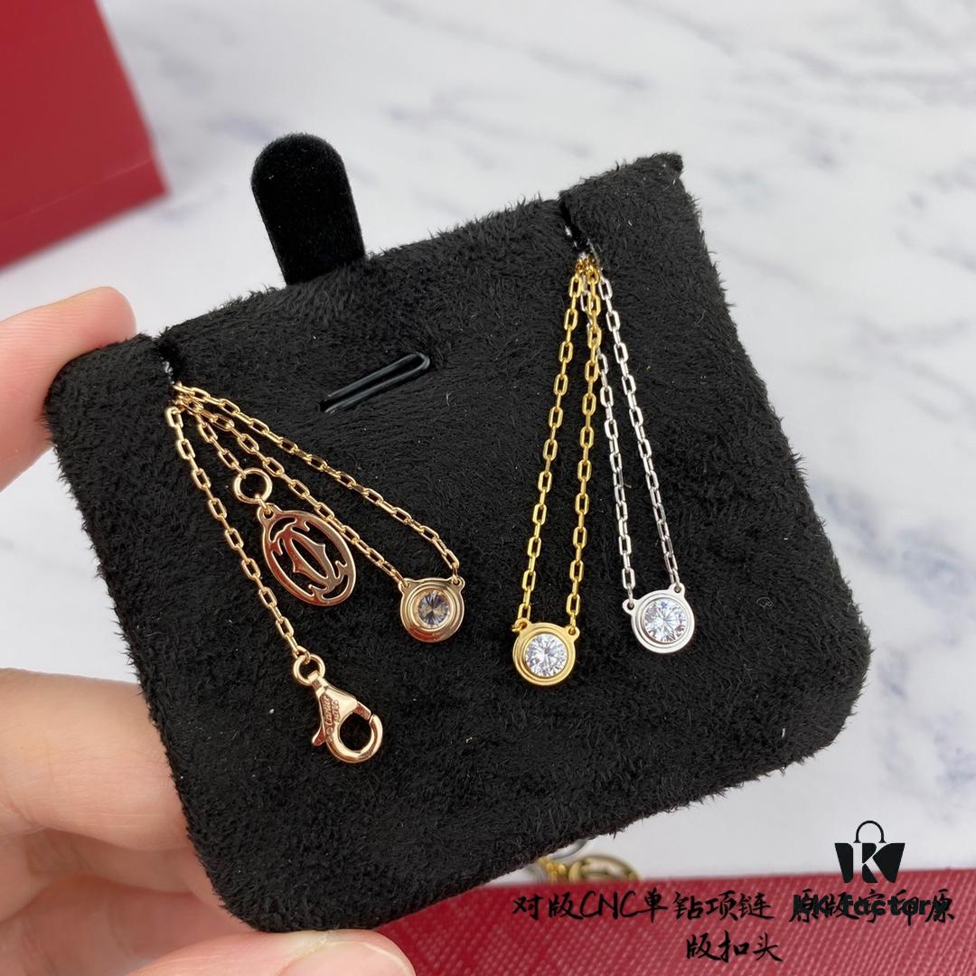 692fd2d399f2d84055c8a2a4 Authentic CNC Version Cartier Single Diamond Necklace, 925 Sterling Silver, with Original Mini Pendent