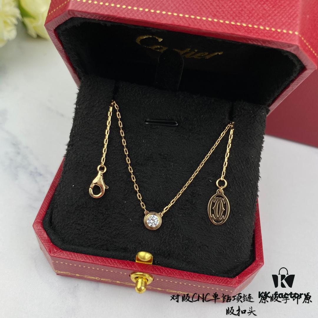 692fd2d499f2d84055c8a2a6 Authentic CNC Version Cartier Single Diamond Necklace, 925 Sterling Silver, with Original Mini Pendent