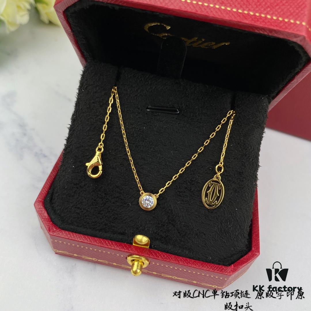 692fd2d599f2d84055c8a2a7 Authentic CNC Version Cartier Single Diamond Necklace, 925 Sterling Silver, with Original Mini Pendent