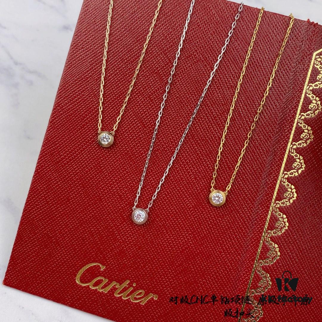 692fd2d599f2d84055c8a2a8 Authentic CNC Version Cartier Single Diamond Necklace, 925 Sterling Silver, with Original Mini Pendent