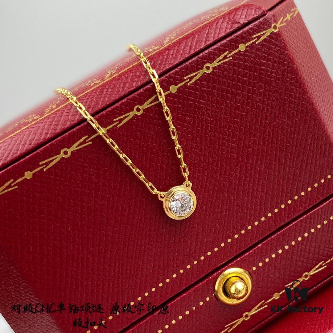 692fd2d799f2d84055c8a2ab Authentic CNC Version Cartier Single Diamond Necklace, 925 Sterling Silver, with Original Mini Pendent