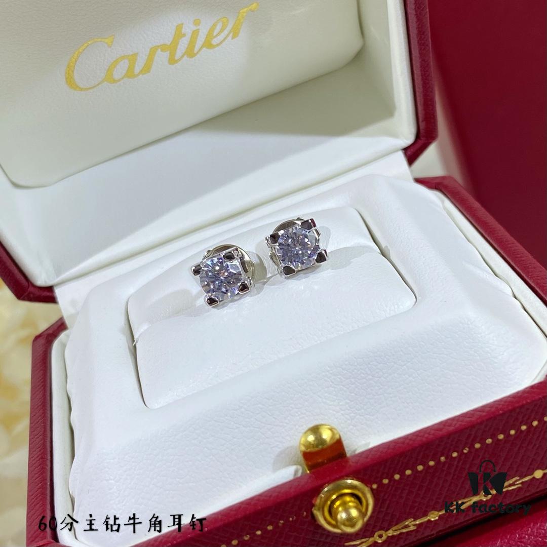 692fd2d999f2d84055c8a2ae V Gold Plated Mimi Gold, CNC 11595170 Cartier 60-point Center Diamond Horn Stud Earrings, High-End Precision Edition