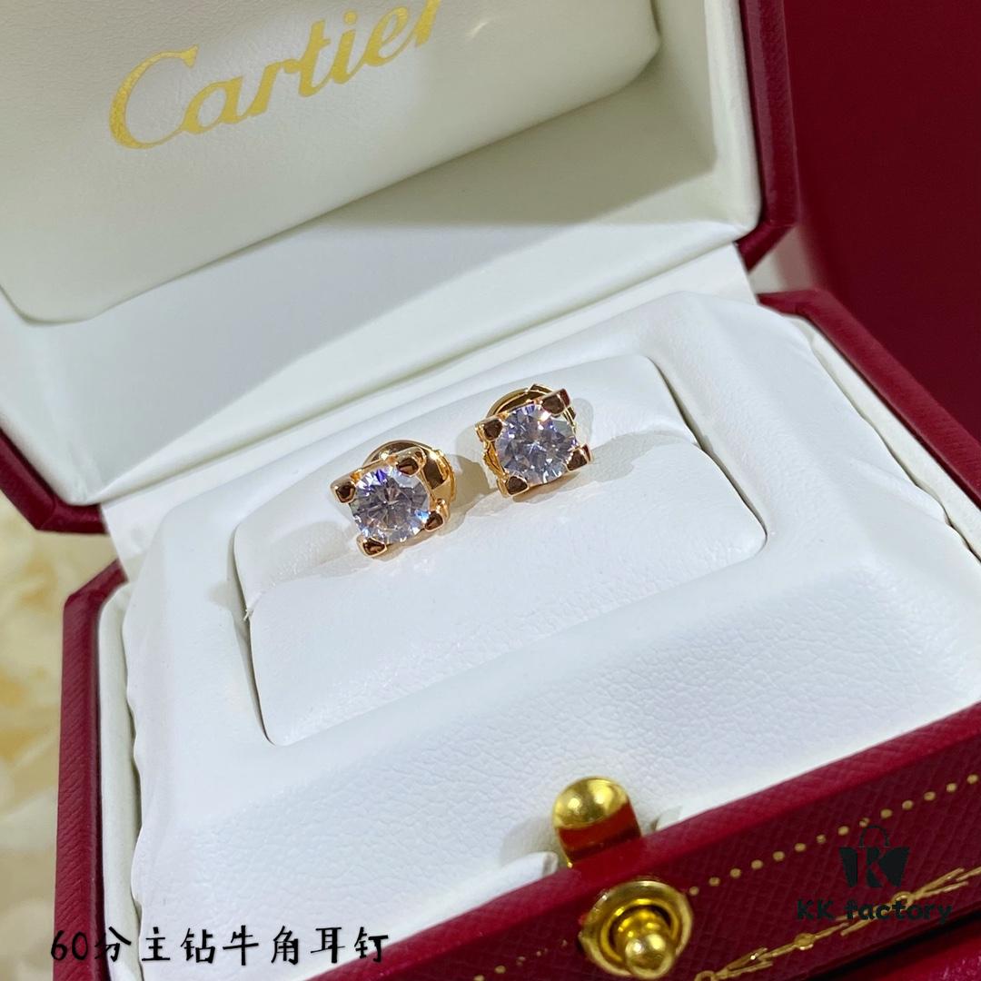 692fd2d999f2d84055c8a2b0 V Gold Plated Mimi Gold, CNC 11595170 Cartier 60-point Center Diamond Horn Stud Earrings, High-End Precision Edition