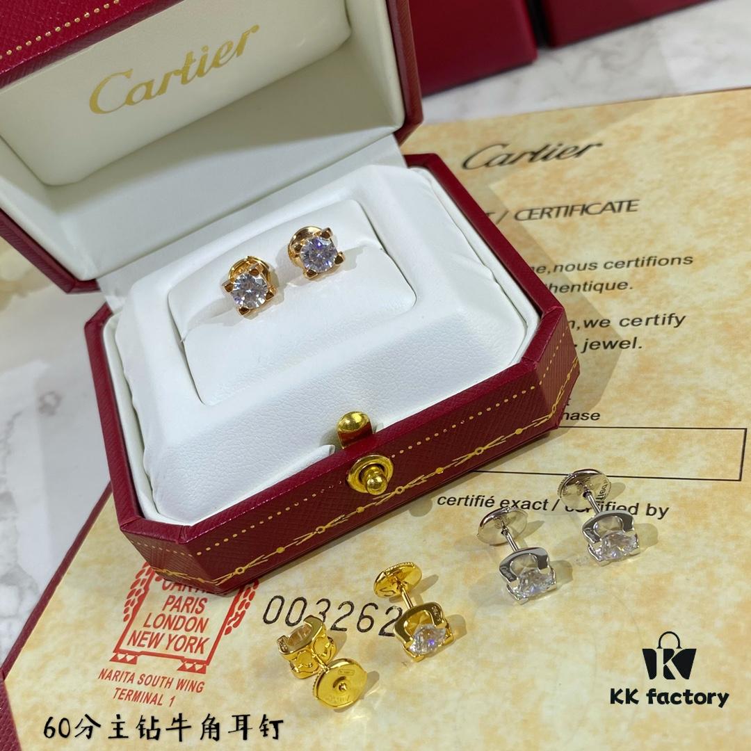 692fd2da99f2d84055c8a2b1 V Gold Plated Mimi Gold, CNC 11595170 Cartier 60-point Center Diamond Horn Stud Earrings, High-End Precision Edition
