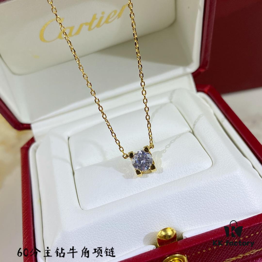 692fd2dd99f2d84055c8a2b4 V Gold Plated Mimi Gold, CNC Cartier 60-Point Center Diamond Horn Necklace, High-Precision Craftsmanship Edition – Premium Carbon Diamond Earrings