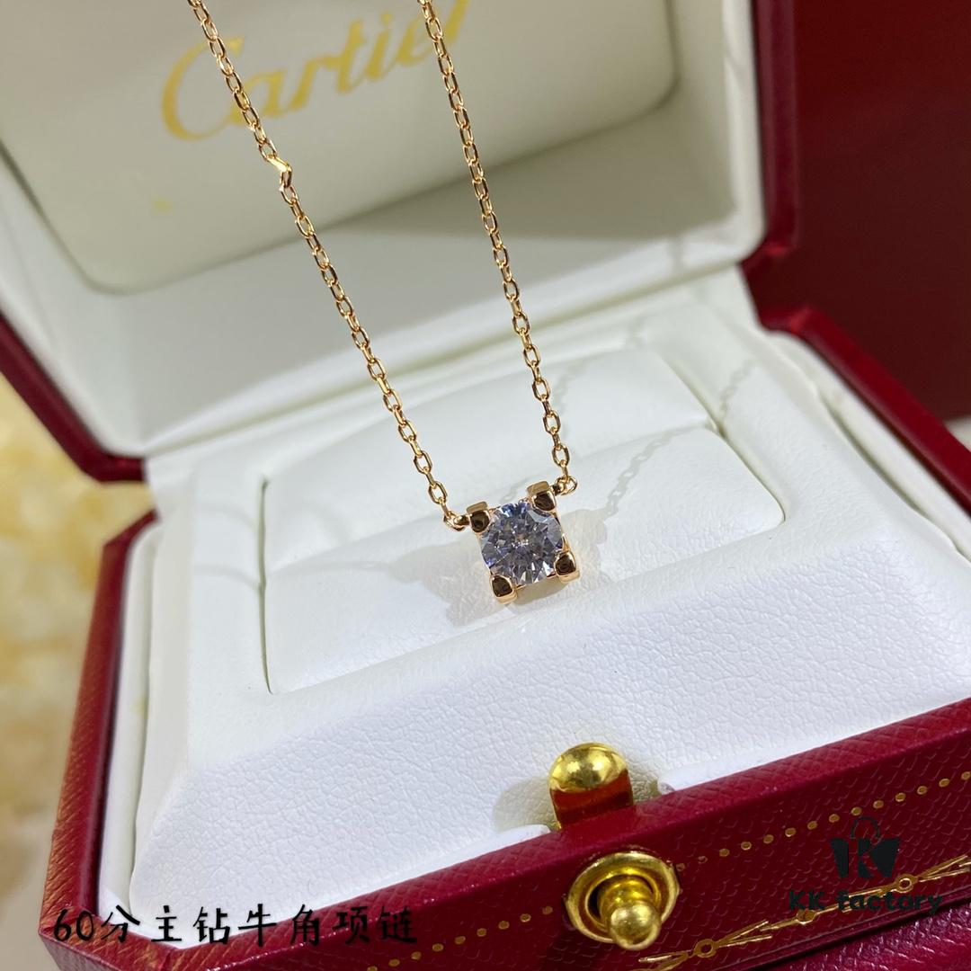 692fd2dd99f2d84055c8a2b5 V Gold Plated Mimi Gold, CNC Cartier 60-Point Center Diamond Horn Necklace, High-Precision Craftsmanship Edition – Premium Carbon Diamond Earrings