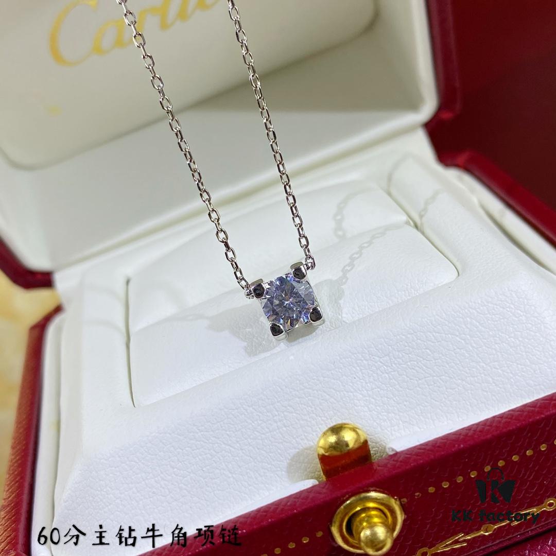 692fd2de99f2d84055c8a2b8 V Gold Plated Mimi Gold, CNC Cartier 60-Point Center Diamond Horn Necklace, High-Precision Craftsmanship Edition – Premium Carbon Diamond Earrings