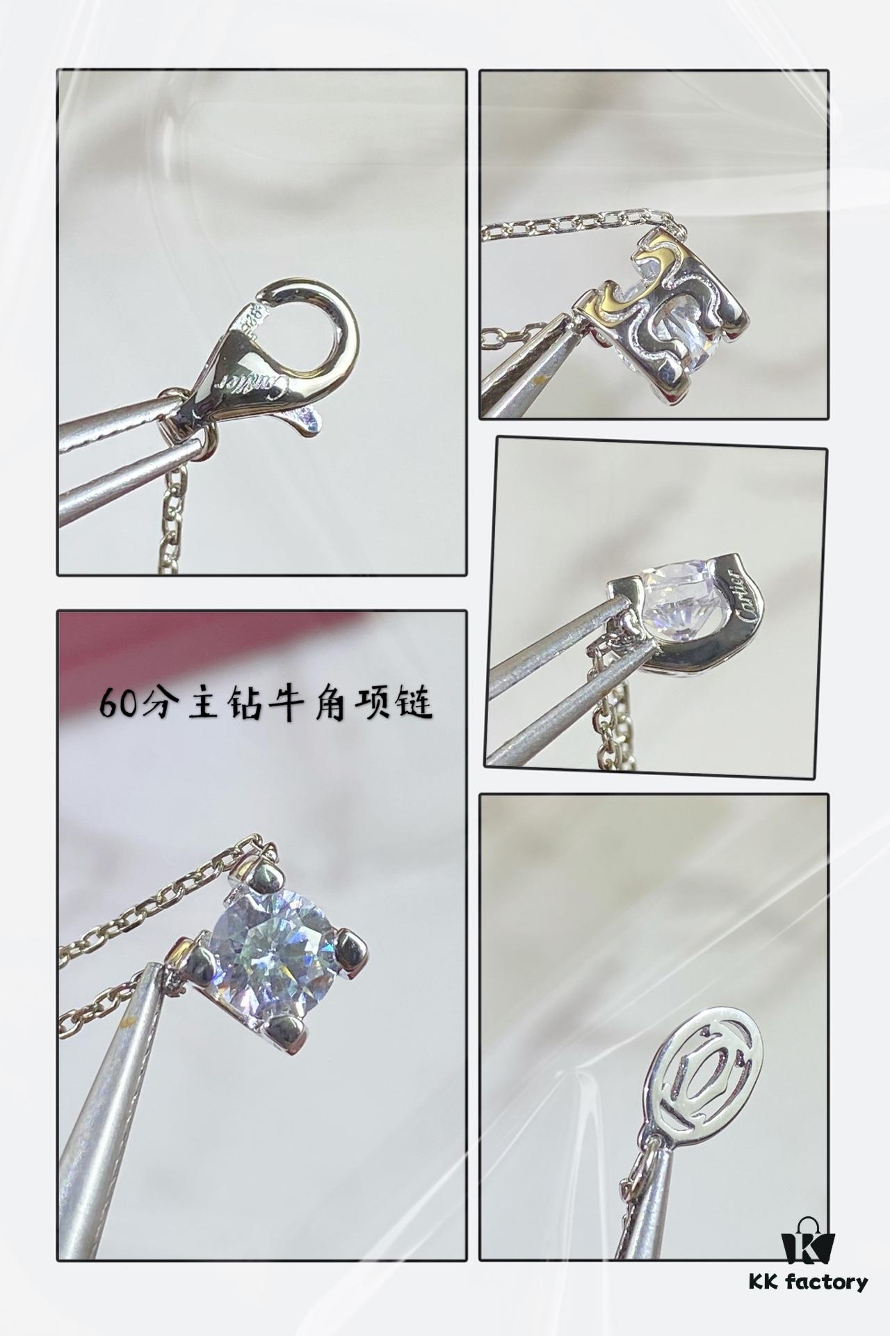 692fd2e099f2d84055c8a2ba V Gold Plated Mimi Gold, CNC Cartier 60-Point Center Diamond Horn Necklace, High-Precision Craftsmanship Edition – Premium Carbon Diamond Earrings