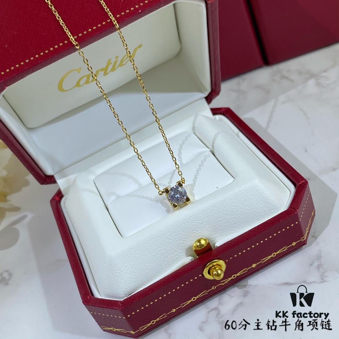 692fd2e099f2d84055c8a2bb V Gold Plated Mimi Gold, CNC Cartier 60-Point Center Diamond Horn Necklace, High-Precision Craftsmanship Edition – Premium Carbon Diamond Earrings