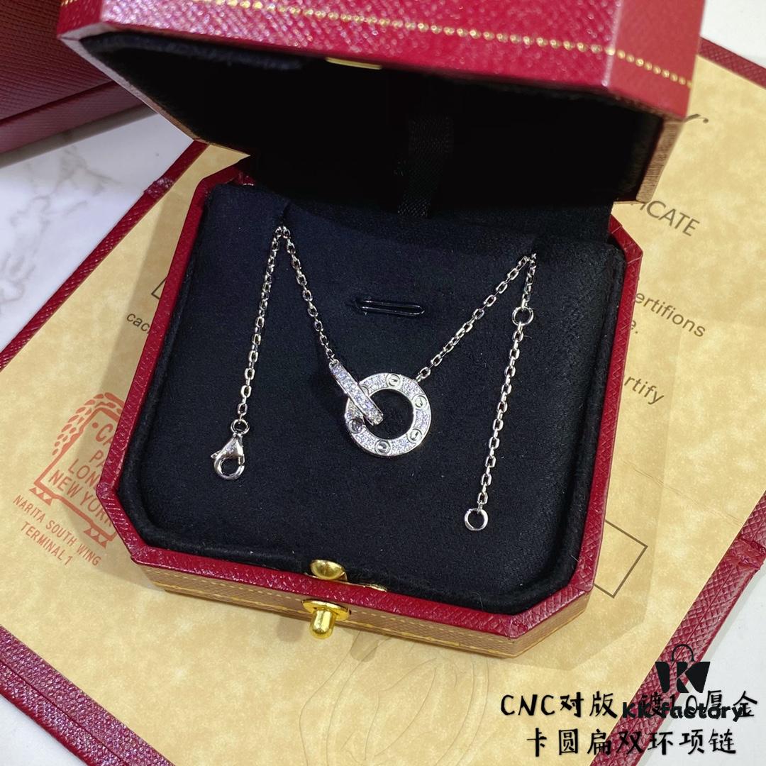 692fd2e299f2d84055c8a2be V Gold CNC Edition Round Flat Necklace, Cartier Classic Round Double-Sided Necklace for Two-Way Wearing