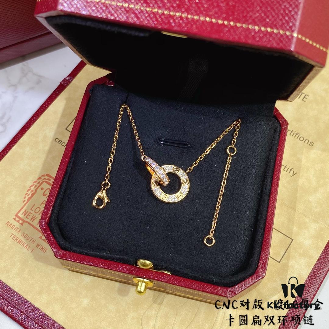 692fd2e399f2d84055c8a2bf V Gold CNC Edition Round Flat Necklace, Cartier Classic Round Double-Sided Necklace for Two-Way Wearing