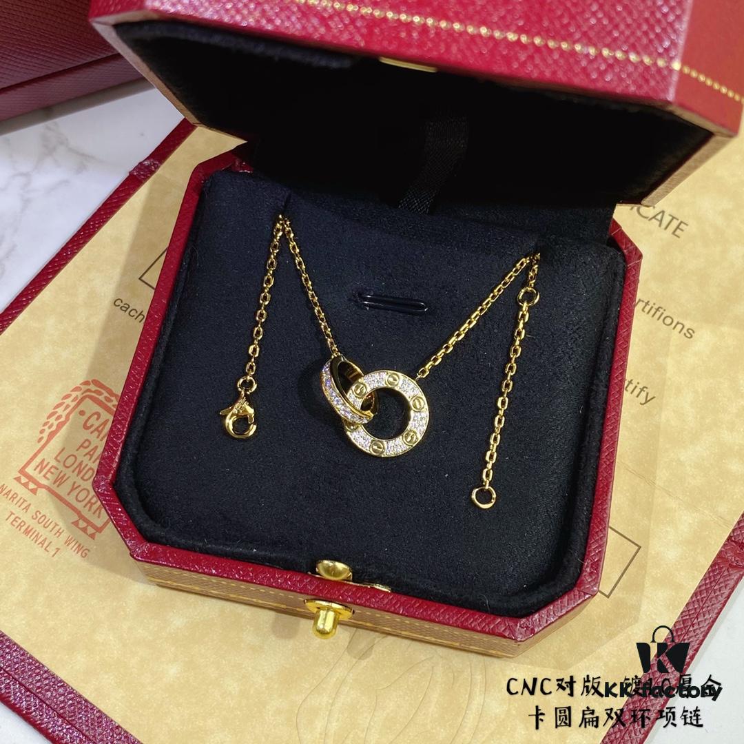 692fd2e399f2d84055c8a2c0 V Gold CNC Edition Round Flat Necklace, Cartier Classic Round Double-Sided Necklace for Two-Way Wearing
