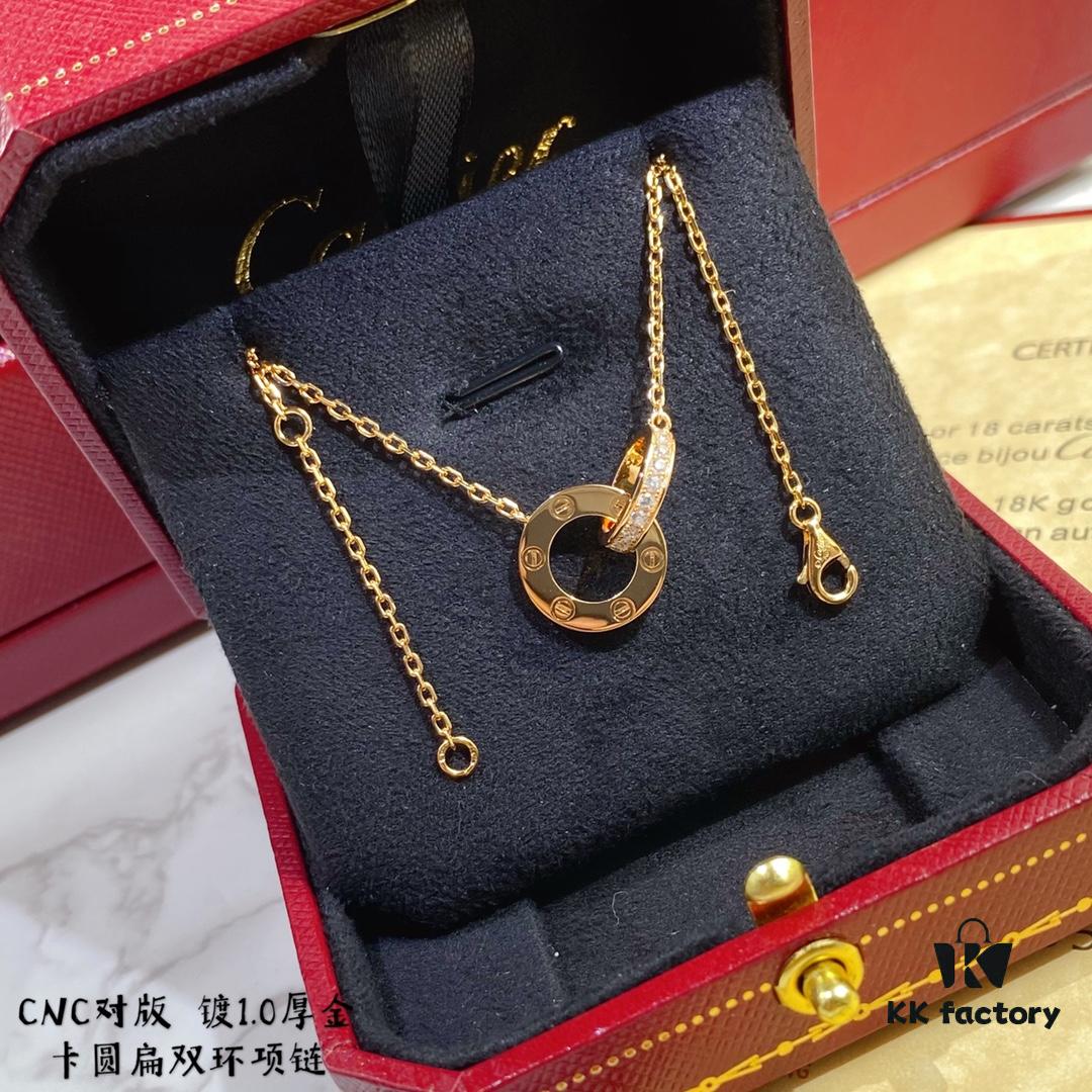 692fd2e499f2d84055c8a2c1 V Gold CNC Edition Round Flat Necklace, Cartier Classic Round Double-Sided Necklace for Two-Way Wearing