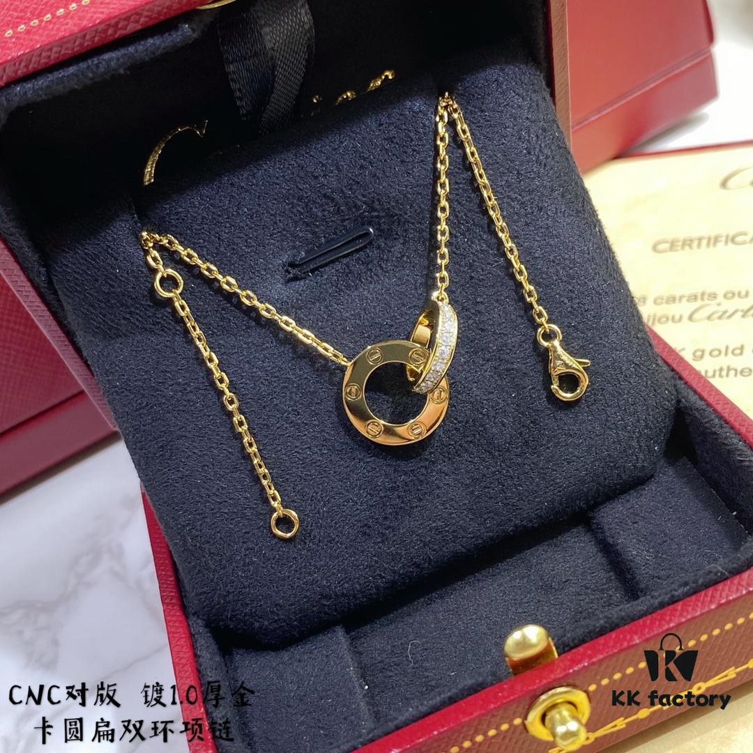 692fd2e699f2d84055c8a2c4 V Gold CNC Edition Round Flat Necklace, Cartier Classic Round Double-Sided Necklace for Two-Way Wearing