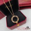 V Gold Material High-End Version Cartier Classic LOVE Double-Sided Round Necklace with Full Diamonds, German Imported Luxury Custom Jewelry