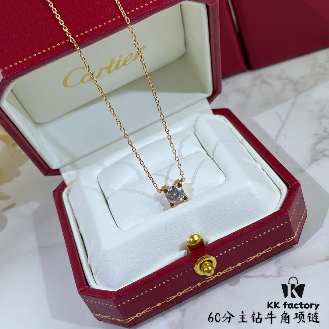 692fd2f099f2d84055c8a2d7 V Gold Plated Mimi Gold, CNC Cartier 60-Point Center Diamond Horn Necklace, High-Precision Craftsmanship Edition – Premium Carbon Diamond Earrings