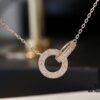 692fd31299f2d84055c8a308 Valentine's Gift 🎁 Cartier Rose Gold Double Ring Full Diamond Round Pendant Necklace