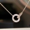 692fd31499f2d84055c8a30f Valentine's Gift 🎁 Cartier Rose Gold Double Ring Full Diamond Round Pendant Necklace