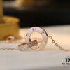 692fd31599f2d84055c8a311 Valentine's Gift 🎁 Cartier Rose Gold Double Ring Full Diamond Round Pendant Necklace