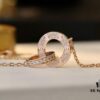 692fd31699f2d84055c8a314 Valentine's Gift 🎁 Cartier Rose Gold Double Ring Full Diamond Round Pendant Necklace