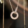 692fd31899f2d84055c8a315 Valentine's Gift 🎁 Cartier Rose Gold Double Ring Full Diamond Round Pendant Necklace