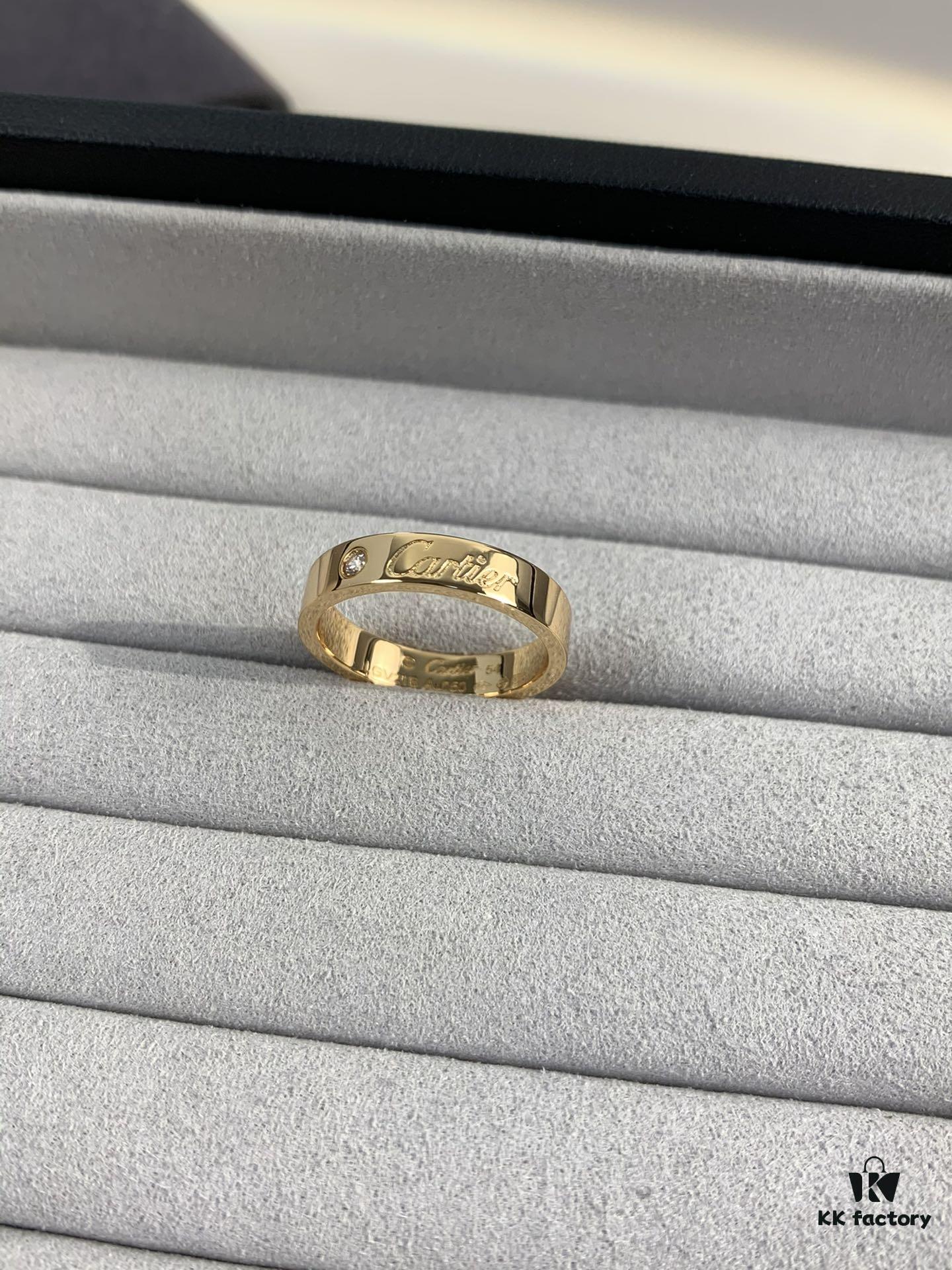 Cartier 4mm Scaled Single Diamond Letter Ring