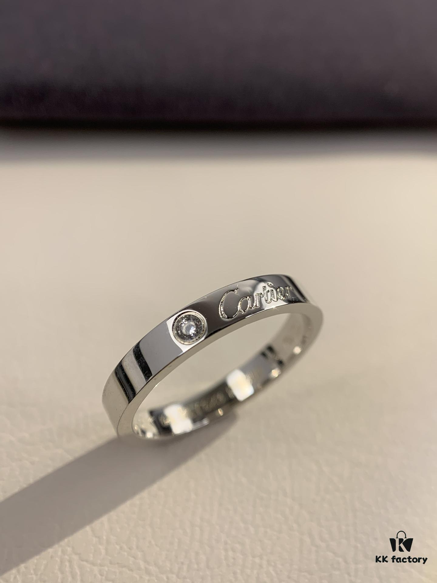 692fd3f099f2d84055c8a45e Cartier 3mm Sculpted Single Diamond Letter Ring