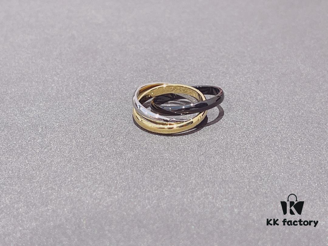 Cartier Trinity Three-Band Ring in Yellow Gold, White Gold, and Black Ceramic