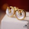 692fd40799f2d84055c8a480 Cartier Amulette de Cartier Classic Stud Earrings, Round Bezel with White Mother-of-Pearl and Green Malachite, CNC Precision-Carved Triple-Layer UFO Design, Double-Sided Inlay, Exquisite Craftsmanship
