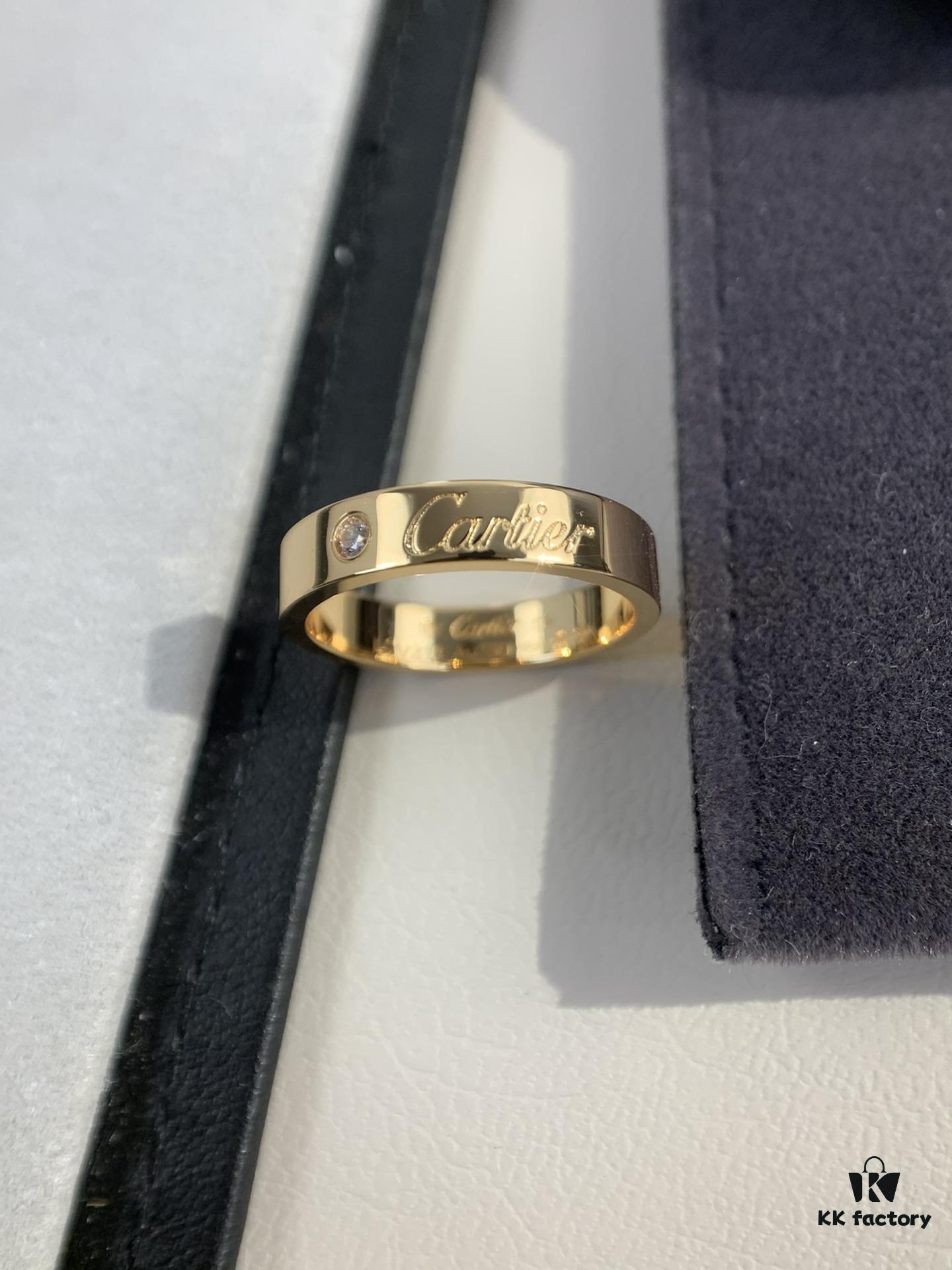 Cartier 4mm Scaled Single Diamond Letter Ring