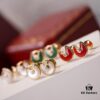 692fd41899f2d84055c8a49b Cartier Amulette de Cartier Classic Stud Earrings, Exquisite CNC-Carved Lucky Charm with White Mother-of-Pearl and Green Malachite, Dual-Tone Design, Triple-Layer Flying Saucer Pendant, Fully Encrusted with Brilliant Diamonds