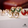 692fd41999f2d84055c8a49c Cartier Amulette de Cartier Classic Stud Earrings, Exquisite CNC-Carved Lucky Charm with White Mother-of-Pearl and Green Malachite, Dual-Tone Design, Triple-Layer Flying Saucer Pendant, Fully Encrusted with Brilliant Diamonds