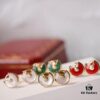 692fd41999f2d84055c8a49d Cartier Amulette de Cartier Classic Stud Earrings, Exquisite CNC-Carved Lucky Charm with White Mother-of-Pearl and Green Malachite, Dual-Tone Design, Triple-Layer Flying Saucer Pendant, Fully Encrusted with Brilliant Diamonds