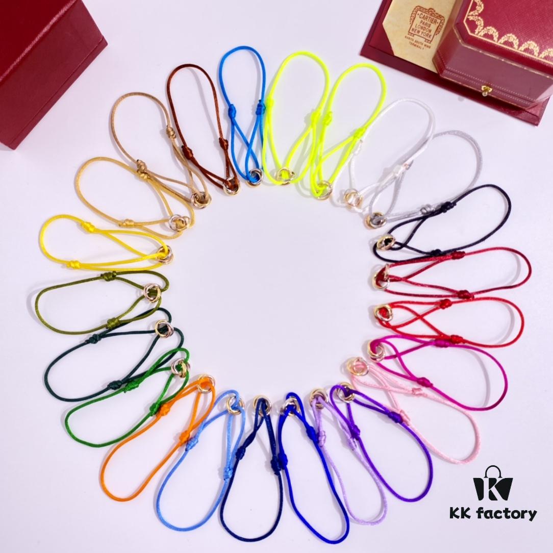 692fd42899f2d84055c8a4b4 Cartier Three-Ring Tricolor 18K Lucky Red Braided Adjustable Bracelet