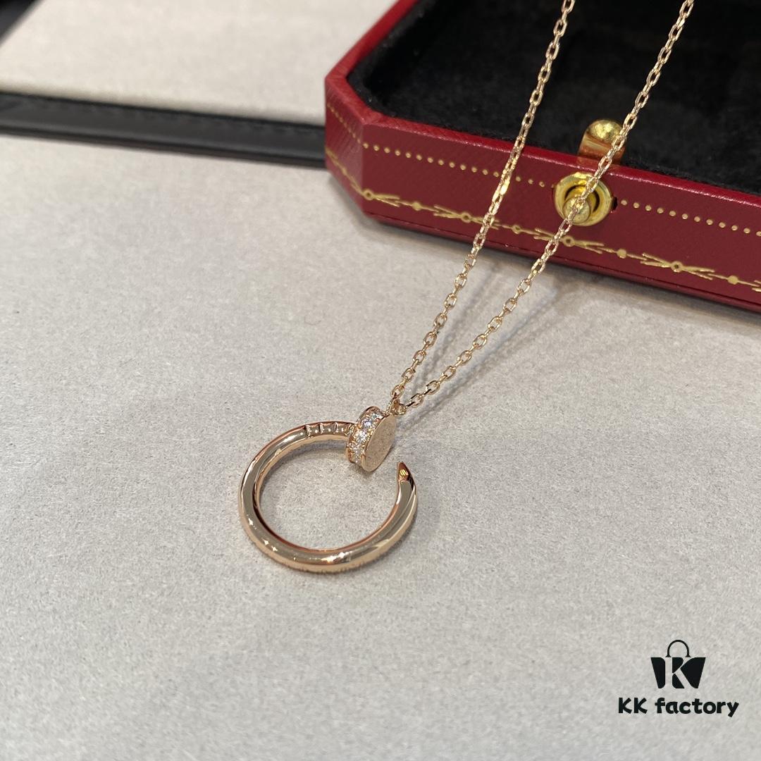 692fd43a99f2d84055c8a4d5 Cartier Juste un Clou Diamond-Paved Necklace Double-Sided Design with Full and Partial Baguette Zirconia Setting