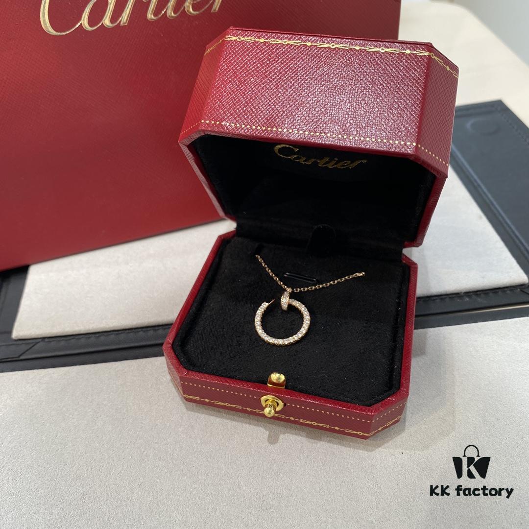692fd43d99f2d84055c8a4d8 Cartier Juste un Clou Diamond-Paved Necklace Double-Sided Design with Full and Partial Baguette Zirconia Setting