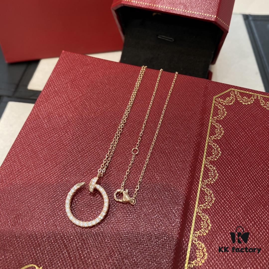692fd44499f2d84055c8a4e0 Cartier Juste un Clou Diamond-Paved Necklace Double-Sided Design with Full and Partial Baguette Zirconia Setting