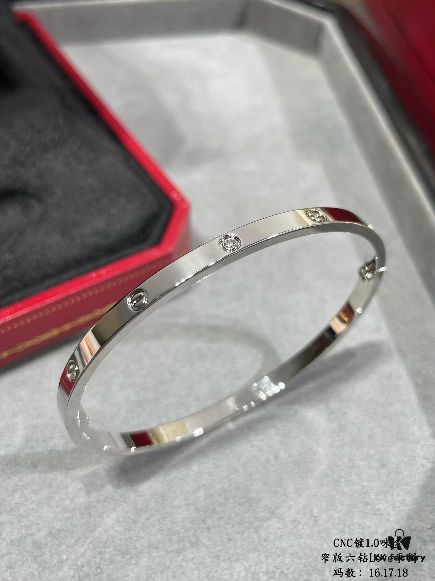 692fd44f99f2d84055c8a4ed CNC High-End Custom Cartier Narrow Six-Diamond LOVE Bracelet, Advanced Craftsmanship with Polished Settings, Screw-Opening Design