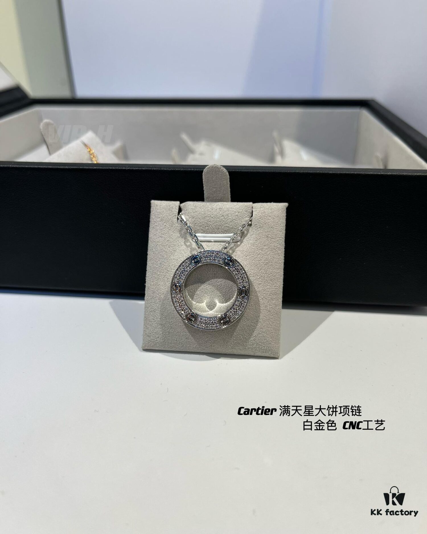 692fd47099f2d84055c8a50c Kajia Love Series Full Diamond-Cut Large Pendant Necklace in White Gold Color