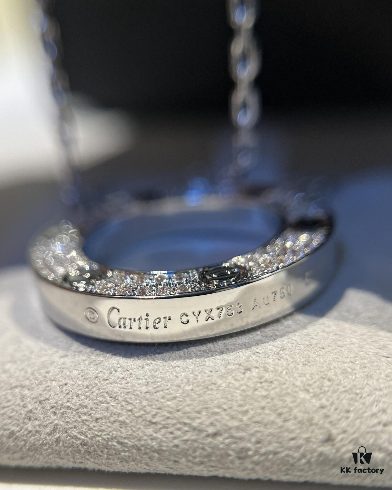 692fd47399f2d84055c8a50f Kajia Love Series Full Diamond-Cut Large Pendant Necklace in White Gold Color