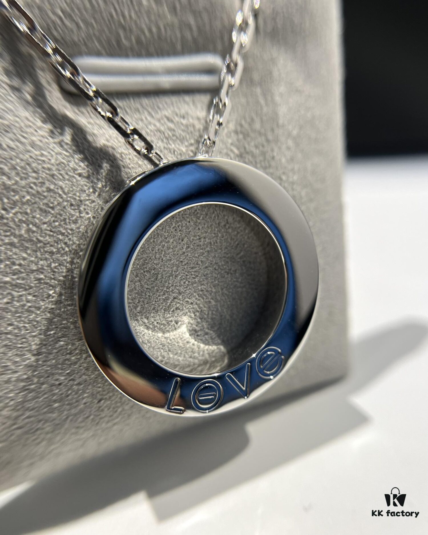 692fd47599f2d84055c8a511 Kajia Love Series Full Diamond-Cut Large Pendant Necklace in White Gold Color