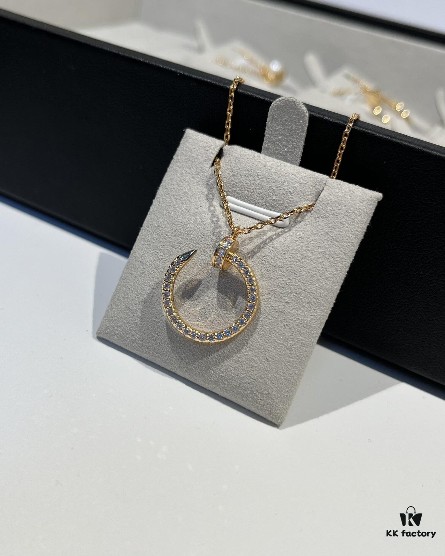 692fd48899f2d84055c8a52a Cartier Full Diamond Nail Necklace in Rose Gold Color