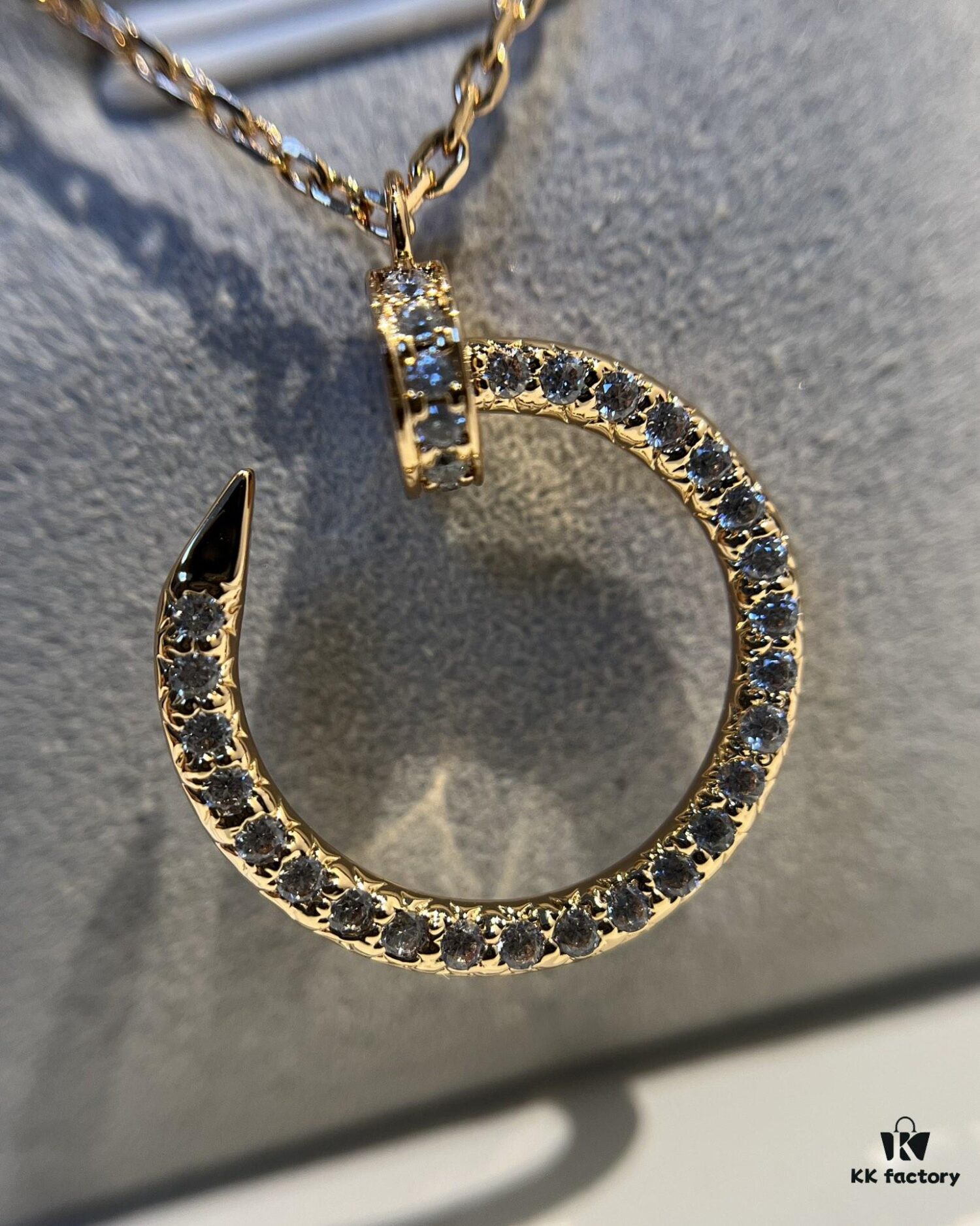 692fd48d99f2d84055c8a533 Cartier Full Diamond Nail Necklace in Rose Gold Color