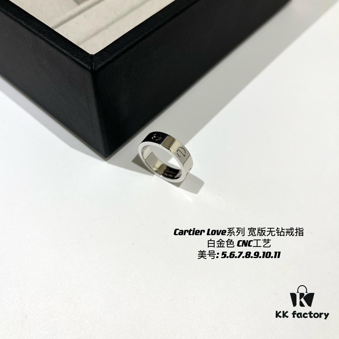 692fd49099f2d84055c8a537 Cartier Love Collection Wide Plain Band Ring in White Gold with CNC Craftsmanship