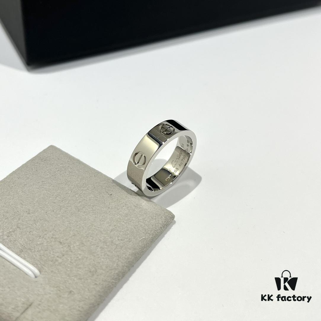 692fd49399f2d84055c8a53d Cartier Love Collection Wide Plain Band Ring in White Gold with CNC Craftsmanship