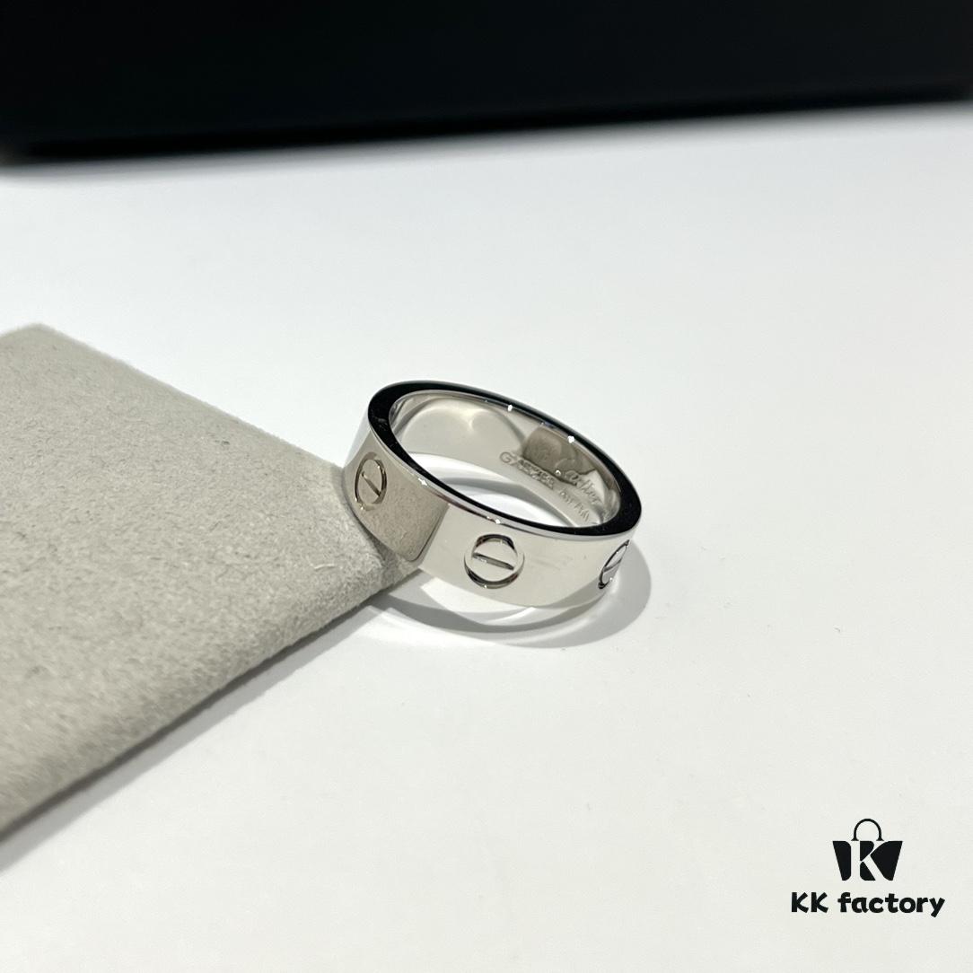 692fd49399f2d84055c8a53e Cartier Love Collection Wide Plain Band Ring in White Gold with CNC Craftsmanship