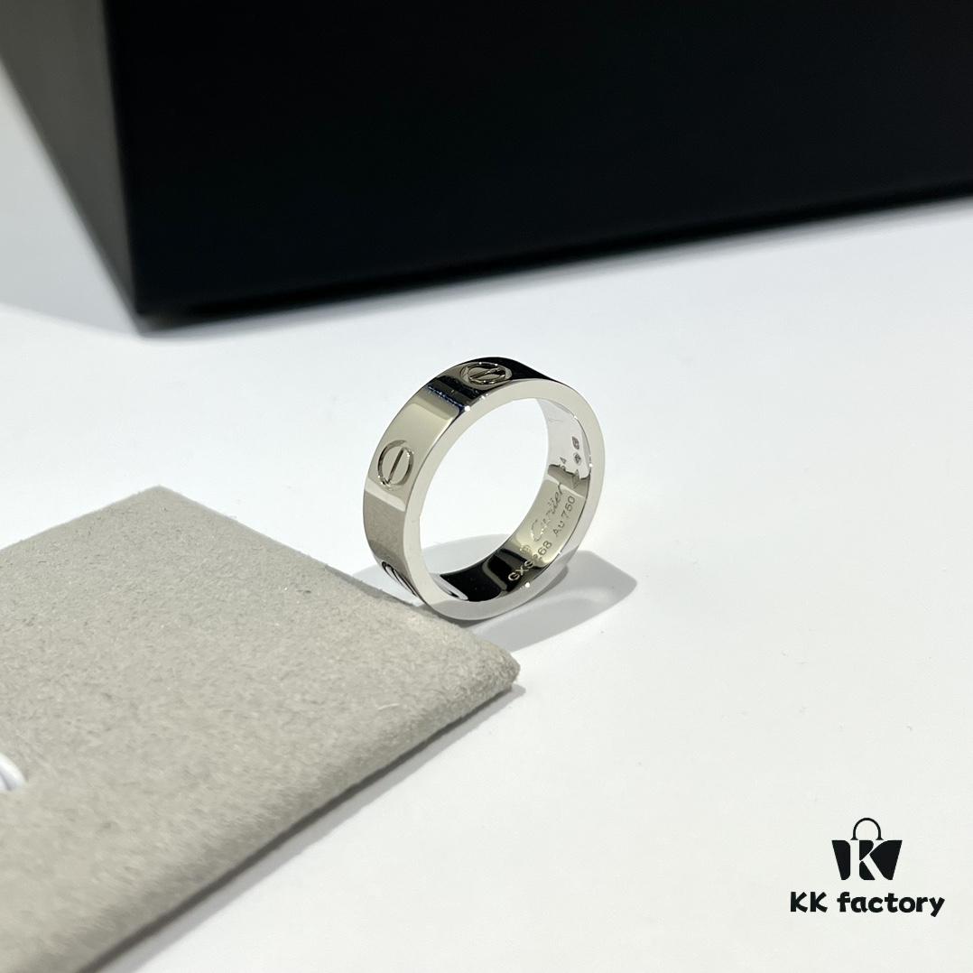 692fd49499f2d84055c8a540 Cartier Love Collection Wide Plain Band Ring in White Gold with CNC Craftsmanship