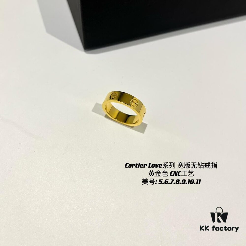 692fd49899f2d84055c8a54a Cartier Love Series Wide Plain Band Ring in Yellow Gold with CNC Craftsmanship